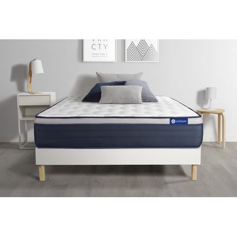 Ensemble matelas Latex+Mémoire de forme ACTILATEX MAX 90x200 cm Maxi épaisseur 7zones de confort + sommier KIT blanc (1/5)