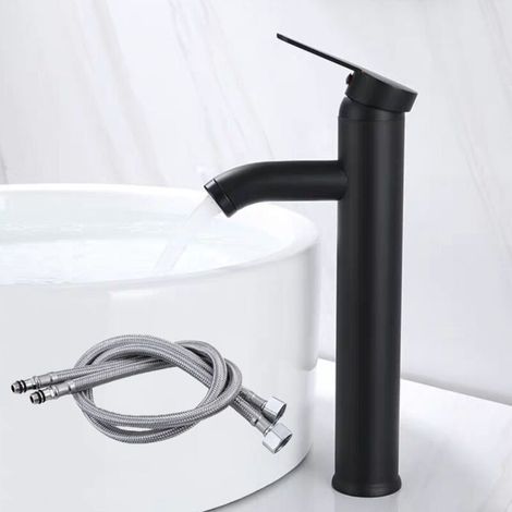 Rubinetto da bagno a doppio flusso (acqua calda e fredda), speciale soffione doccia per acqua fredda con design a drago, miscelatore Myled, rubinetto da bagno nero -Crezuo