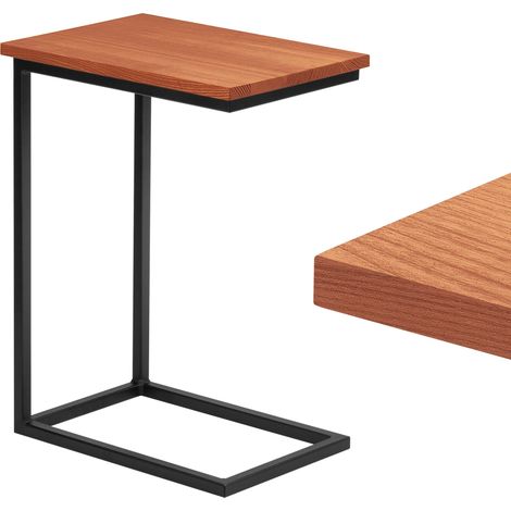 LAMO Manufaktur Beistelltisch  Laptoptisch  Sofatisch  mobiler Kaffeetisch  Nachttisch  45x30x60 cm  Gestell Schwarz  100% Echtholz Massiv Platte farbe: Dunkel (1/5)