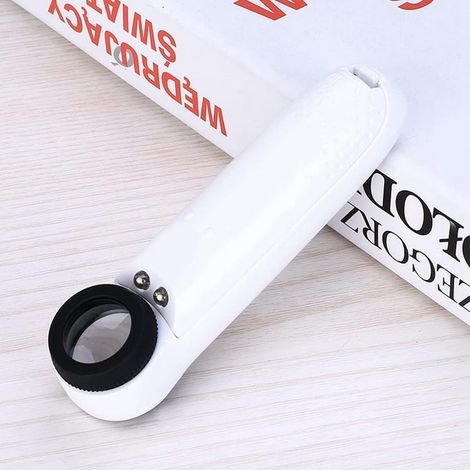 Lente d'ingrandimento 40X per la lettura, luce LED tascabile, lampada illuminata portatile per francobolli, libri, giornali, mappe, monete, gioielli (1/4)
