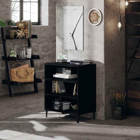 806059 vidaXL Sideboard Black 57x35x70 cm Engineered Wood (1/5)