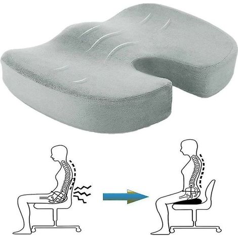 Coussin Coccyx - Mousse À Mémoire De Forme - Pour Siège Bureau Fauteuil Roulant Longue Assise - 1 Pièce