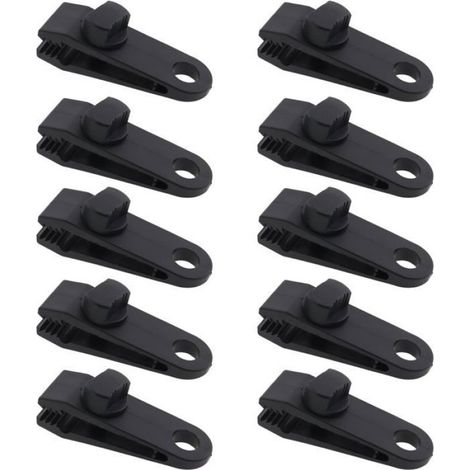 Lot de 10 Clips pour bâche, Design dents de scie, Plastique PP, Réglable, Pour camping et auvent (1/3)