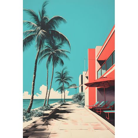 Tableau sur toile plage vintage 80x120 cm - Impression sur Toile Murale Décorative - Image imprimée en HD sur Toile - Toile sur Châssis en Bois FSC - Fabriqué en France (1/5)