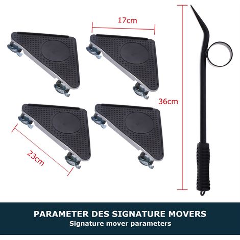 Melko – Set de transport de meubles 5 pièces – Rouleaux rotatifs 360° – Charge maximale 200 kg – Pour sols non sensibles (1/5)