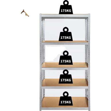 Système de rayonnage, Capacité de charge lourde, Assemblage sans outil, Étagère (1/2)
