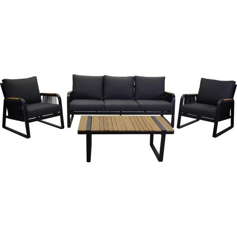 Set Salotto da Giardino Divano 2 Poltrone e Tavolino in Alluminio Idaho Antracite (1/5)