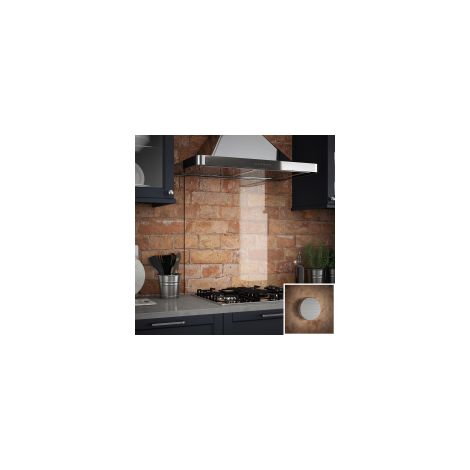 Clear Glass Splashback With Brushed Caps 600 x 700 x 6mm