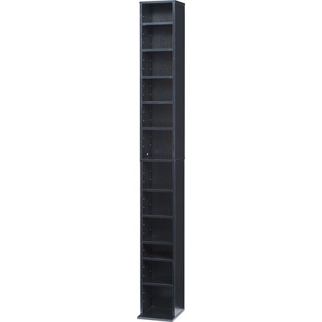 Scaffale dal design senza tempo per soggiorno/camera da letto porta CD 175 x 20 x 20 cm nero 030011170