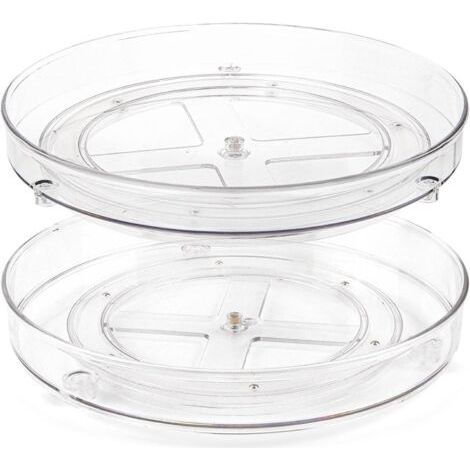 Lot de 2 Plateau Tournant, Rotation 360 Degrés, Plastique Transparent, Pour Cuisine Salle De Bain (1/5)