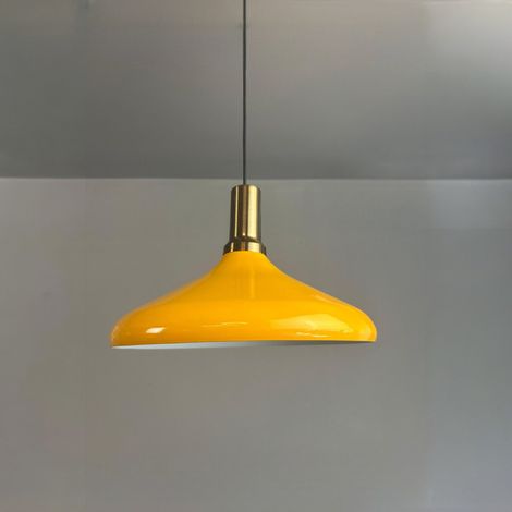Champion Suspension Luminaire Vintage, Lustre Salon de 35 cm, Lustre Cuisine en Métal, Lampe E27 Vintage pour Chambre, Suspension Luminaire pour Salle à Manger, Couloir, Jaune (1/5)