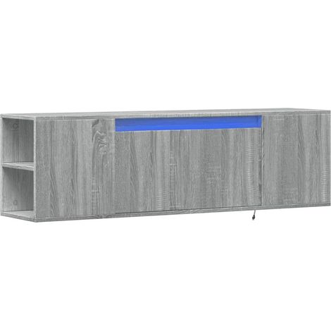 Mueble TV multimedia estante para televisión buffet para televisión comedor salón dormitorio de pared con luces LED sonoma 135 x 31 x 39,5 cm gris 020028041 (1/5)