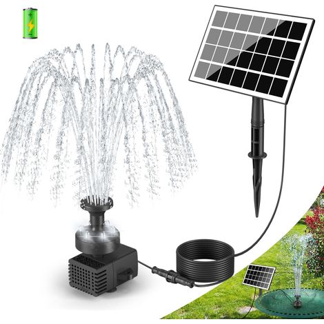 Fontaine Solaire Extérieur Flottante 3.5W Pompe Bassin Solaire 2026 Upgraded,16.4ft Fil avec Lumière LED,Batterie 2000mAh,8 Buses pour Bain d'oiseaux,Étang,Jardin Fontaine,Décoration de Jardin