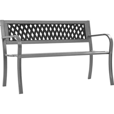 Banc de jardin extérieur en acier et plastique avec dossier treillis noir 120 cm - PANGIVO (1/5)