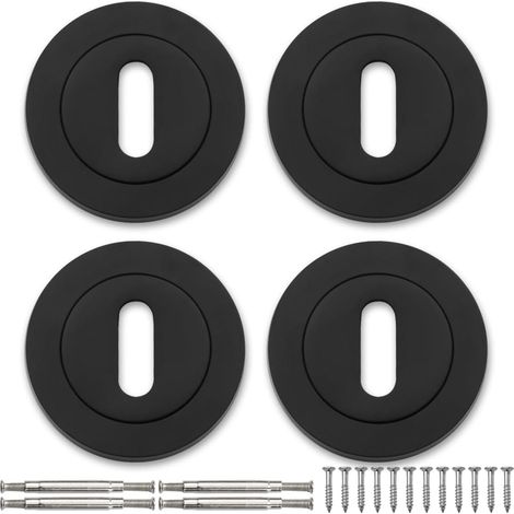 2 paires de cache-trous 52MM noir mat pour trou de serrure -Finition résistante à l'usure et à la rouille - Couleur noire (1/4)