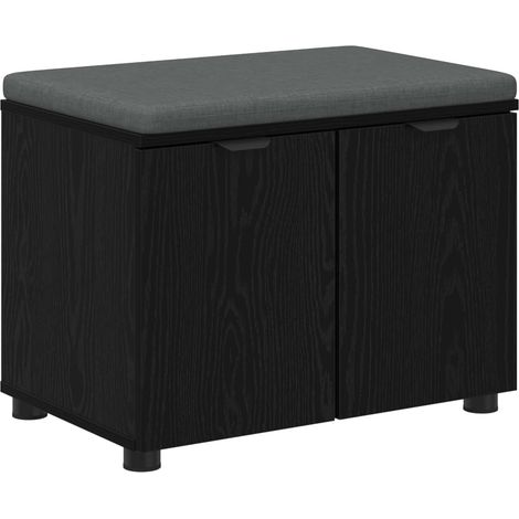 Maison Exclusive - Flurbank mit Kissen mit Regal Schwarze Eiche 6