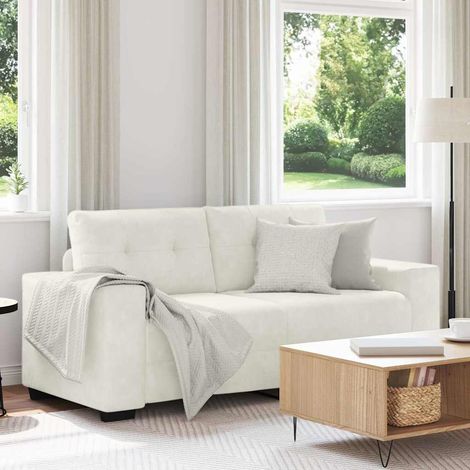 vidaXL Canapé deux places crème 180x77x82 cm velours (1/5)