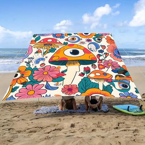 Voile d'ombrage imperméable style Mandala – Toile solaire rectangulaire/carrée avec 4 cordes, protection UV 95%, auvent décoratif pour jardin terrasse Voile d'Ombrage(Style8-240cmx185cm)
