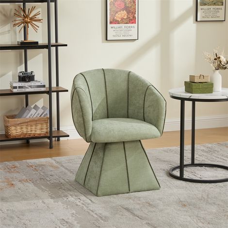 Chaise Pivotante 56x54x74.5cm - Fauteuil Ergonomique Coquillage en Tissu Chenille pour Adulte et Adolescent Salon - Vert Olive (1/5)