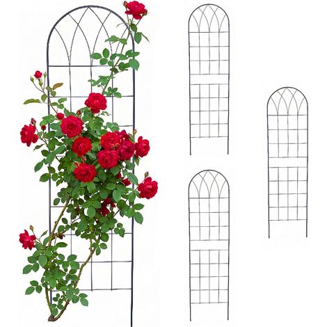 Relaxdays Rankgitter, 4er Set, HxB: 150 x 40 cm, Metall, Rankhilfe für Kletterpflanzen, Garten, Rosenrankhilfe, schwarz