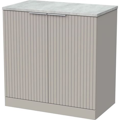 Callingwood Contemporary Floor Standing 2 Door Vanity Unit with Bellato Grey Laminate Worktop , 800mm, Pebble Grey