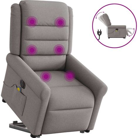 Sillón de masaje eléctrico reclinable elevable tela taupé