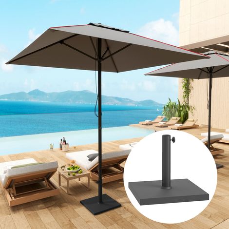 Base parasol carré 14,5kg manivelle HDPE béton 44x44x30cm, noir (1/4)