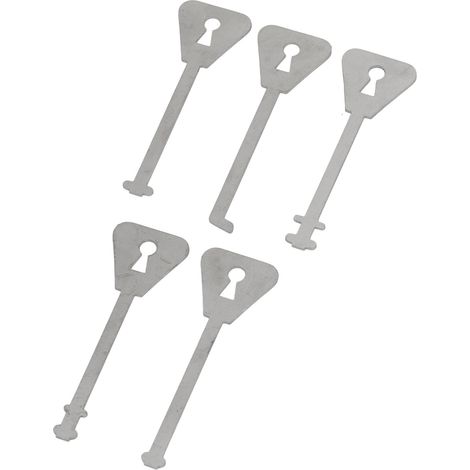 Jeu de 5 clés squelettes de rechange en acier inoxydable, avec outils d'urgence pour crochetage de serrures de formes variées. (1/5)