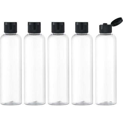 PET-Reiseflasche – Transparente Quetschflasche mit Klappdeckel – Für Haar- und Körperpflegeprodukte – 5er-Pack (1/5)