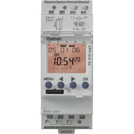 Temporizador digital Theben tr 610 top2 g 1 canal montaje carril DIN