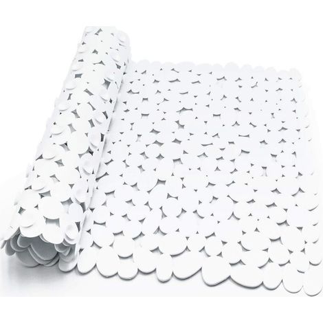 Tapis de douche antidérapant, tapis de douche rectangulaire antidérapant galet, tapis antidérapant avec ventouse, baignoire antifongique ou tapis de douche (blanc) (1/5)