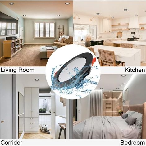 Spot LED Encastrabile Parete e Soffitto, Luce Calda 3000K, 7W = 50W, IP44, Nero, Lotto da 10 (1/3)