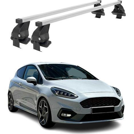 OMAC Dachträger Querträger Stahl für Ford Fiesta mk7 ST-Line 2018-2023 – Abschließbar – City-Crash-getestet – DIN 75302:2019 – ISO/PAS 11154:2006 – Max. 50 kg Silber (1/5)