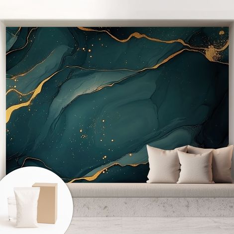 Tapete Vliestapete mit Kleber Wandtapete modern - Tapete mit Motiv - Tapete Schlafzimmer Dunkelblaue Abstraktion 208x146 cm (1/5)