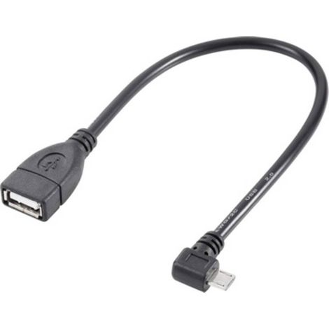 Renkforce Câble USB USB 2.0 USB-Micro-B mâle, USB-A femelle 0.10 m noir avec fonction OTG, contacts (1/4)
