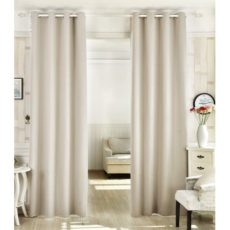 WOLTU Gardinen Vorhang Blickdicht mit Ösen, Leichter und weicher Verdunklungsvorhang Wärmeisolierend Ösenschal, Thermovorhang Kälteschutz für Wohnzimmer Schlafzimmer Kinderzimmer, 135x245 cm Creme