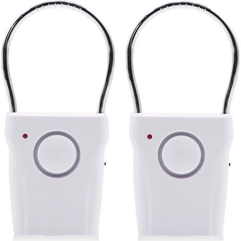2 Pièces Alarme de Poignée de Porte, Alarme Antivol sans Fil 120dB, Capteur Tactile et de Vibration pour Porte et Fenêtre, Alerte de Sécurité Maison Hôtel Voyage Camping-Car, Blanc (1/5)