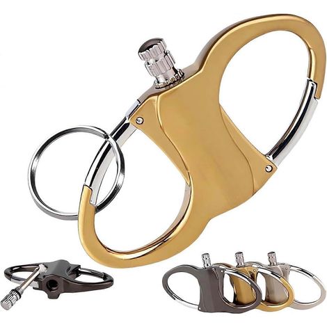 Briquet porte-clés à allumettes flamme douce étanche rechargeable au kérosène portable et discret couleur or (1/5)