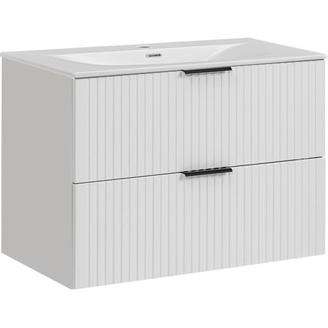 Waschtisch 80cm Adriel mit 2 Schubladen, Weiß (1/5)