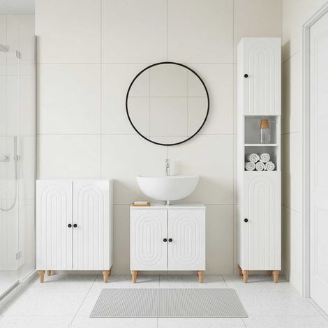 vidaXL 3 Piece Bathroom Cabinet Set ALKMAAR High Gloss White (1/5)