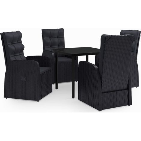 Maison Exclusive - 5-tlg. Garten-Essgruppe mit Kissen Schwarz