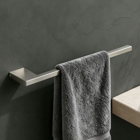 Mai & Mai Portaasciugamani Bagno da Muro in Acciaio Inox, Montaggio a Sinistra o a Destra, Porta Salviette da Parete per Bagno e Cucina, 38cm, Spazzolato, Tavrin-05 (1/5)