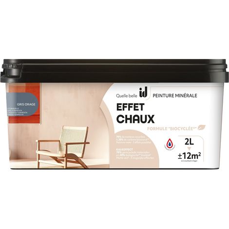 PEINTURE MINÉRALE EFFET CHAUX GRIS ORAGE 2L - ID PARIS (1/3)
