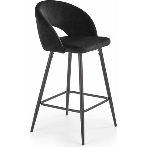 Silla de barra Houston 881, Negro, 89x48x49cm, Tapiz, Metálico (1/2)
