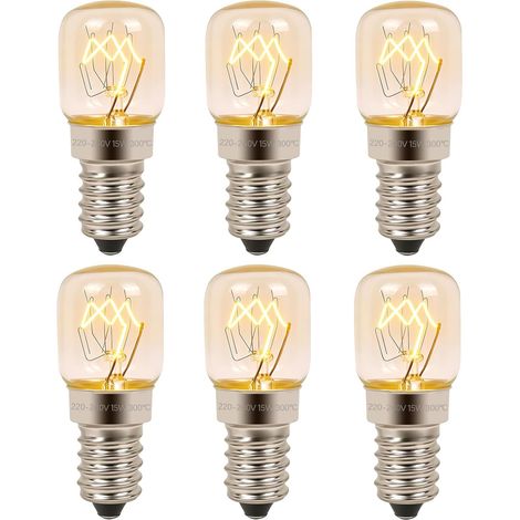 Lot de 6 Ampoule Four T22 E14 15W Dimmable, Ampoule Frigo 60LM Blanc Chaud 2500K AC 220V-240V Résistante à 300 Degrés Ampoule Incandescente Petit Culot à Vis pour Four Micro-ondes Lampe de Sel (1/5)