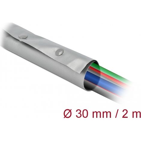 Delock Funda de cable con cierre de botÃ³n a presiÃ³n 2 m x 30 mm gris / negro