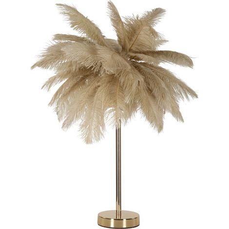 Lampe à Poser Imitation Plume "Palm" 60cm Or & Camel (1/5)