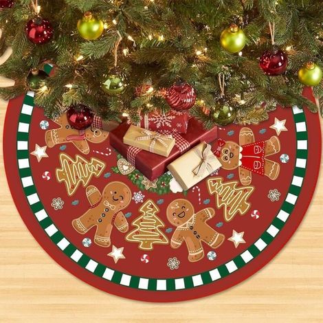 Bonhommes en Pain D'épice Jupe de Sapin de Noël, Bonhomme de Neige Jupe de Sapin, 90cm Rond Couvre Tapis Sapin deNoel, Exquis JupeSapindeNoel, Tapis de Sapin de Noel Décoration de Scène (1/5)