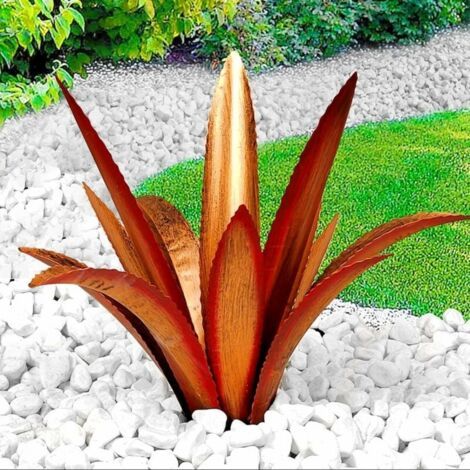 Art de cour d'agave en métal, statue de sculpture de jardin rustique tequila, plantes d'agave en métal, décoration extérieure, plantes en métal d'agave pour cour, ornements de pelouse de jardin，12 feu