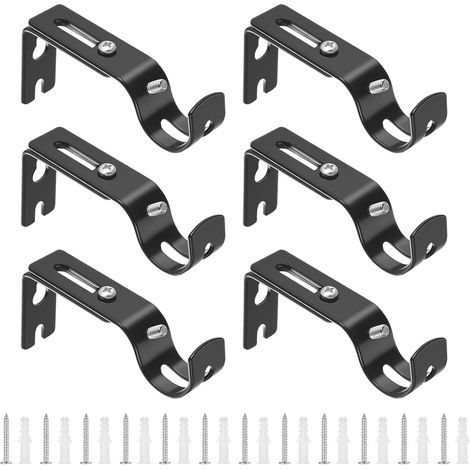 6 Support Tringle Rideaux sans Percage, 25mm Support de Tringle à Rideaux sans Perçage Auto-adhésifs, Supports pour Tringles à Rideau, Crochets de Rideau Réglable pour salle de bain chambre cuisine (1/5)
